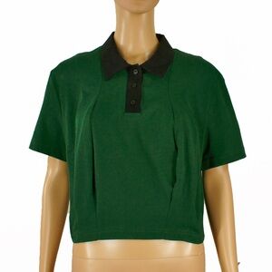 Puppets and Puppets Green Black Balloon Polo Rugby Crop Top